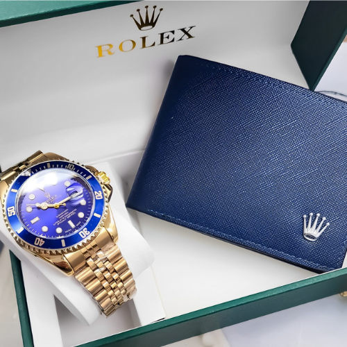 ⌚✨ Rolex Dorado + Estuche + Billetera 💼💎