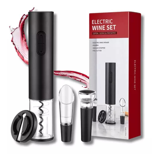 🍷Kit Sacacorchos Automático Abridor de Vino Eléctrico 4 Piezas⚡