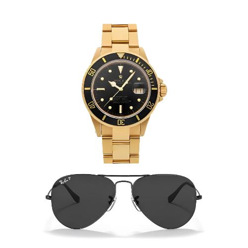 🕰️ Rolex Submariner Dorado + 🕶️ Ray-Ban