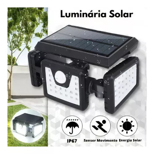 💡 Lâmpada Solar JY-1725A 🌞 74 LEDs Brilhantes